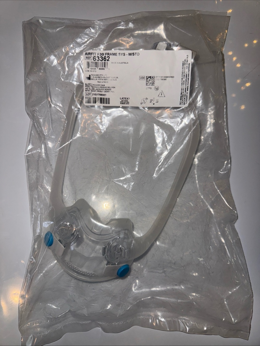 Airfit F30i FRAME SYS W/std Ref 63362 Standard Frame Cushion Sealed No Head Gear